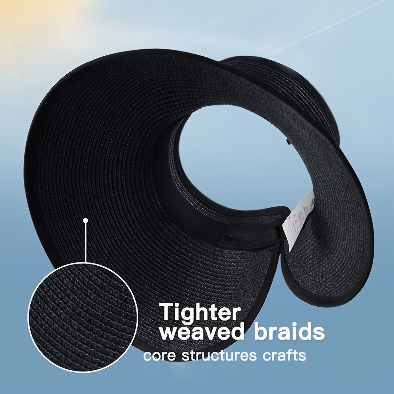 Women’s Wide Brim Straw Sun Visor Hat Packable Foldable Beach Travel Summer