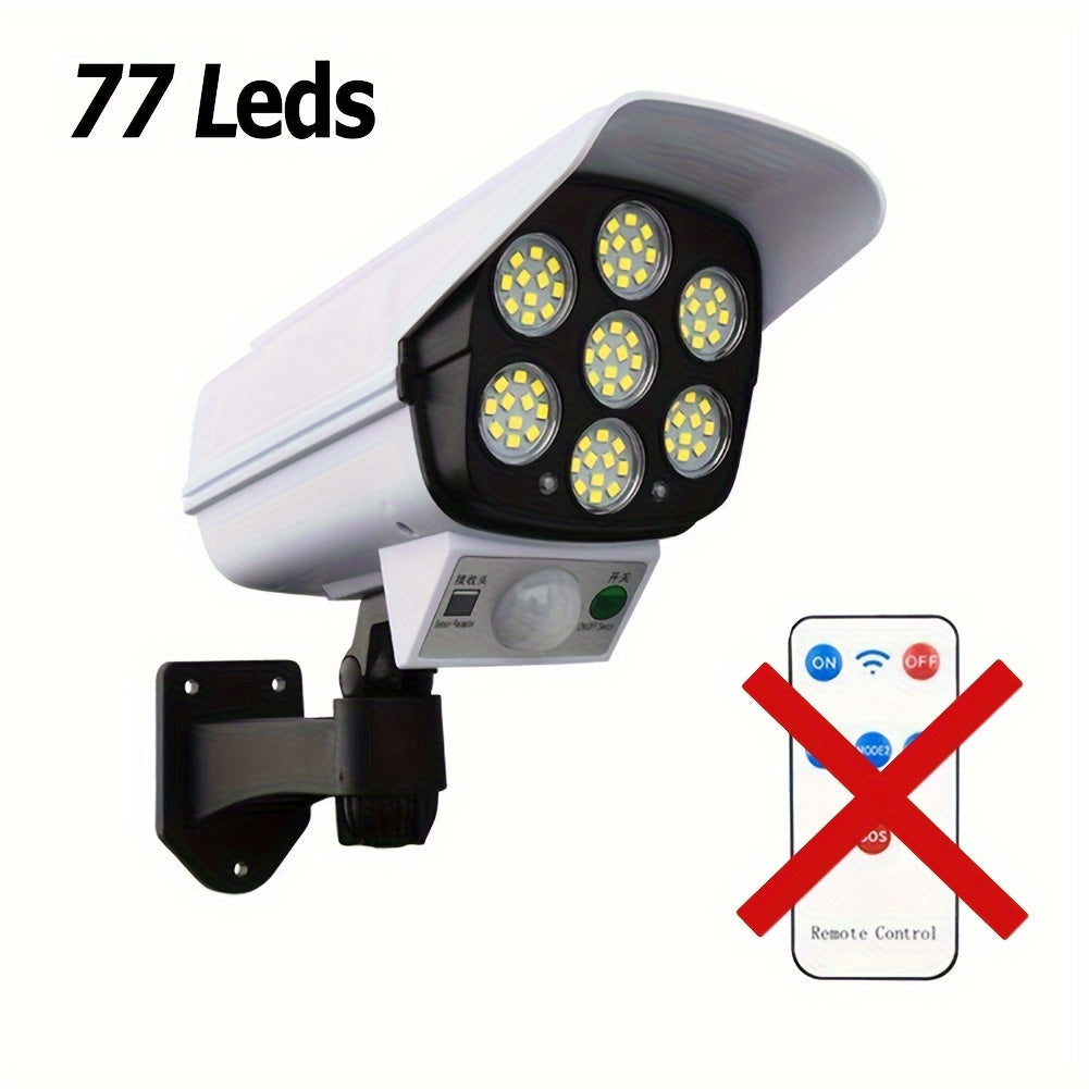 Solar Powered Outdoor Security Light with Motion Sensor and Fake Camera 77 LEDs