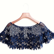 Hollow Lace Shawl Pullover Cape and Monochrome Skirt Set for Summer Women