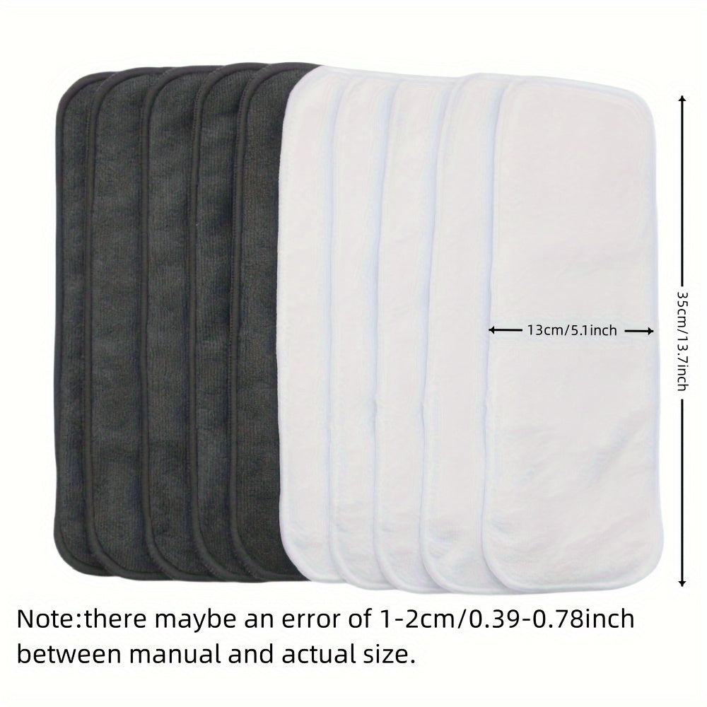 10-Pack Reusable Microfiber Diaper Inserts 3-Layer Washable Liners for Nappies