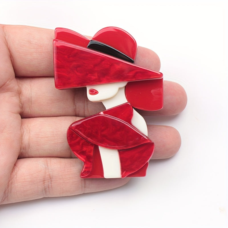 Vintage-Inspired Acrylic Brooch Pin for Dresses and Accessories