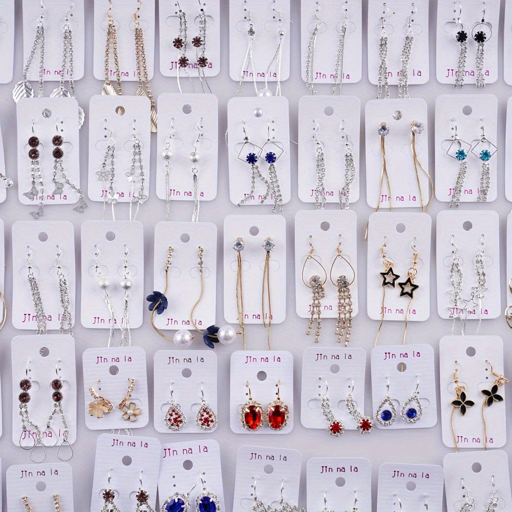 20 juft osma sirg'alar to'plami, porloq rhinestone'lar bilan bezatilgan, nafis va klassik uslubga ega. Sink qotishmasidan tayyorlangan, bu zamonaviy aksessuarlar har qanday kiyimga nafislik qo'shish uchun mukammaldir. Moda ixlosmand ayollar uchun ideal.