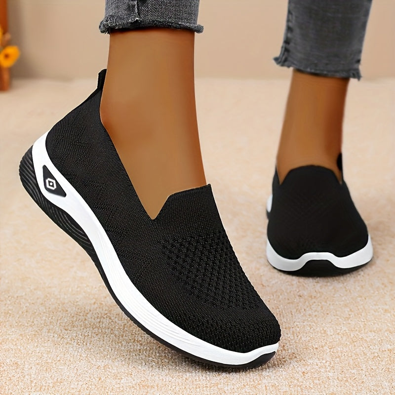 Women's Mesh Slip-On Sneakers Lightweight Comfort Walking Shoes Black