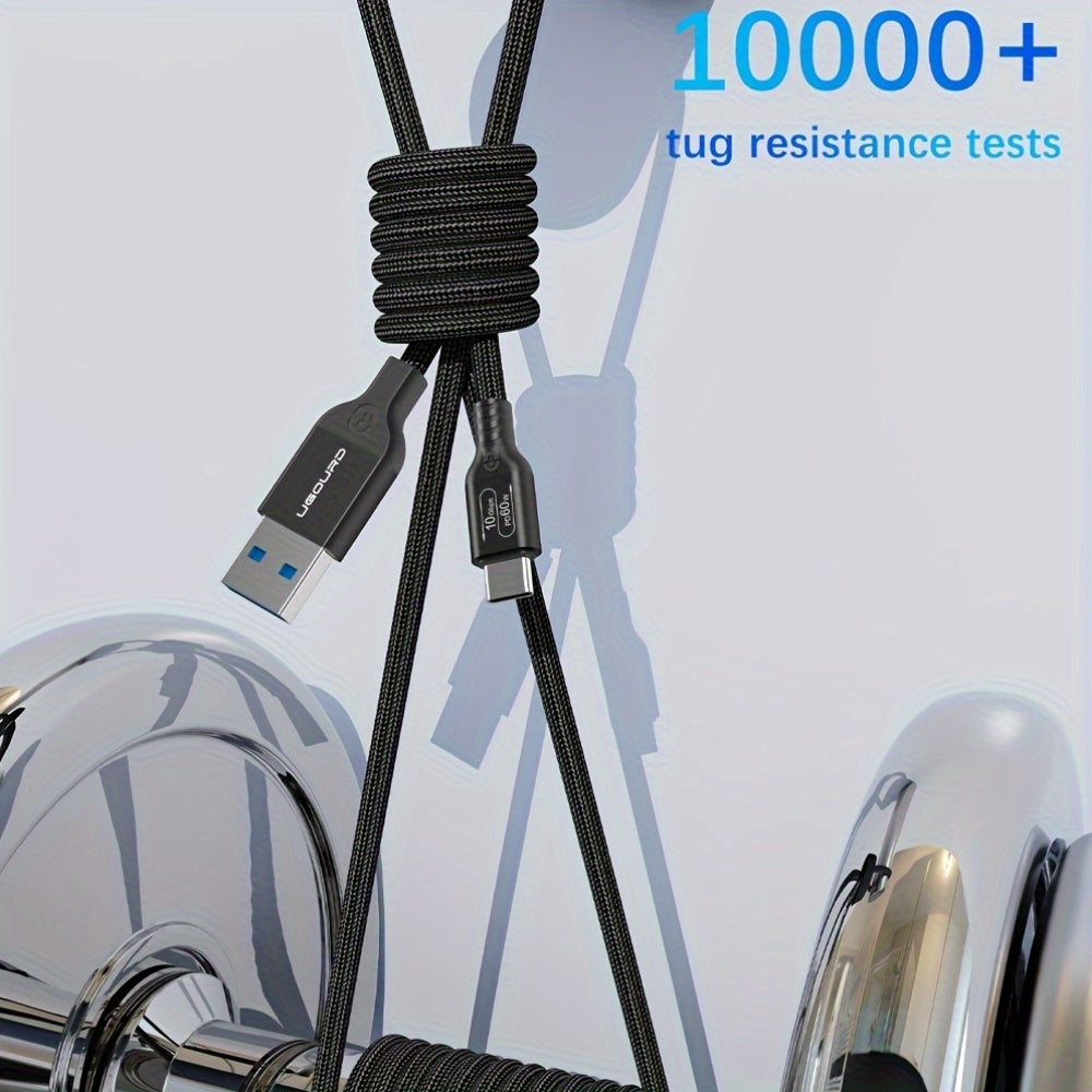 USB3.2 Gen2 USB-A dan Type-C kabel, 10Gbps ma'lumot uzatish tezligi, 20V3A 60W maksimal quvvat uzatish. Telefon, Pad, iPhone15 Pro Max, iPad, noutbuk, PC, SSD qutisi bilan mos keladi.