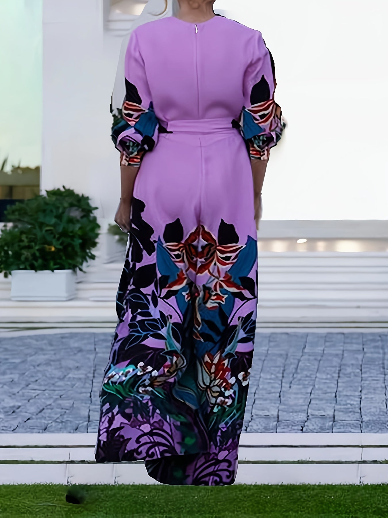 Plus Size Floral Print Jumpsuit with Belted Waist for Casual and Formal Wear