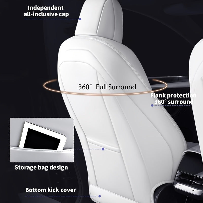 Full Car Five-Seater White Seat Cover for Model Y Custom Fit