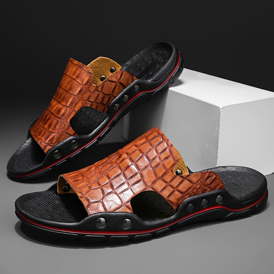 Plus Size Men Open Toe Slippers Non-Slip Rubber Sole Outdoor Comfort