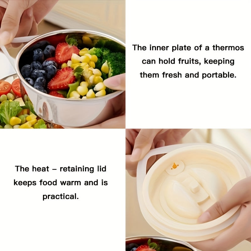 Double-layer vacuum-insulated stainless steel lunch box for hot cold food storage outdoor camping picnics