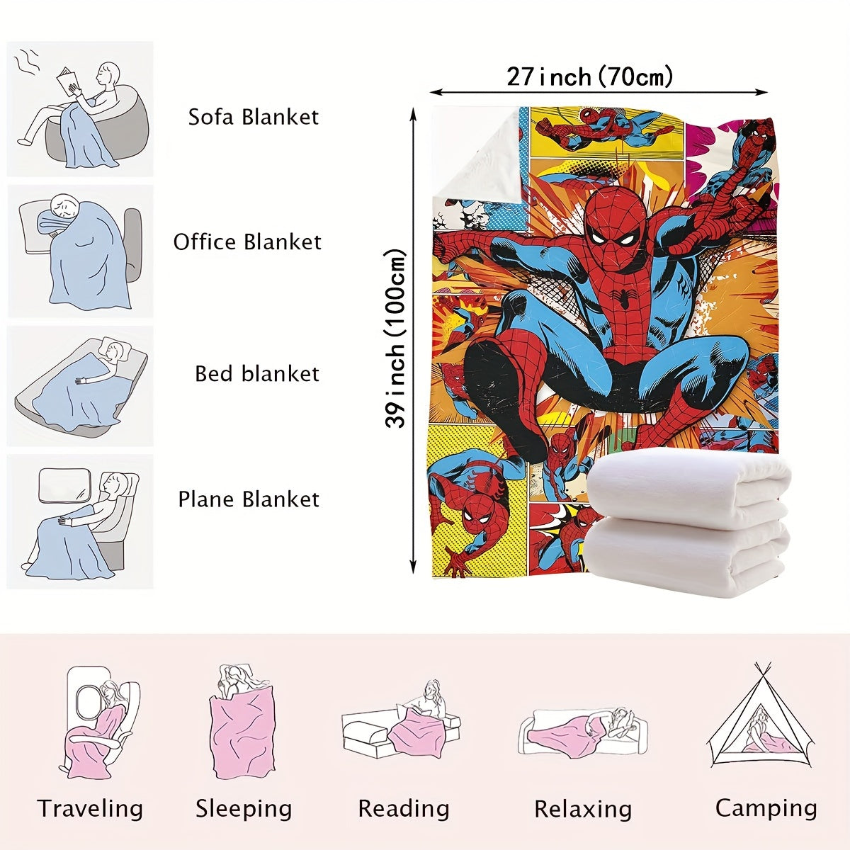 Spider-Man Hero Blanket Soft Versatile for Bed Couch Travel All Seasons
