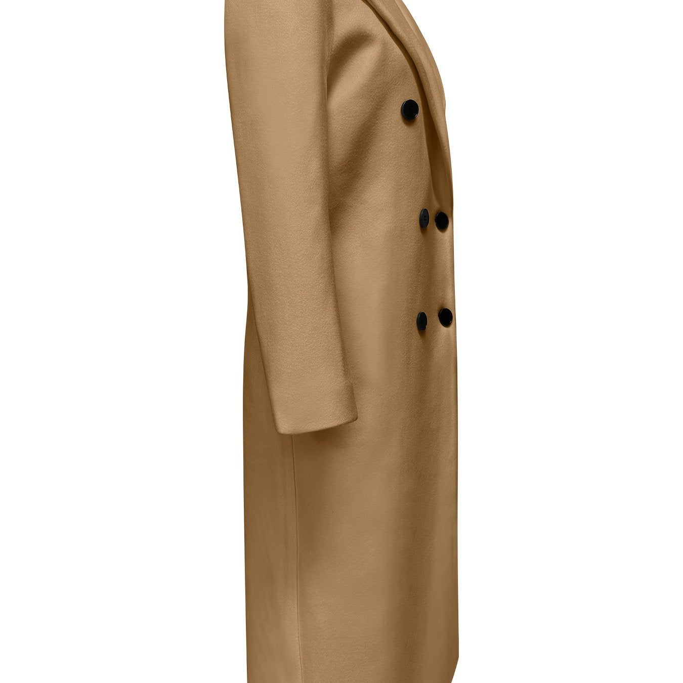 Women's Double Breasted Woven Polyester Overcoat for Fall Winter Solid Color Elegant