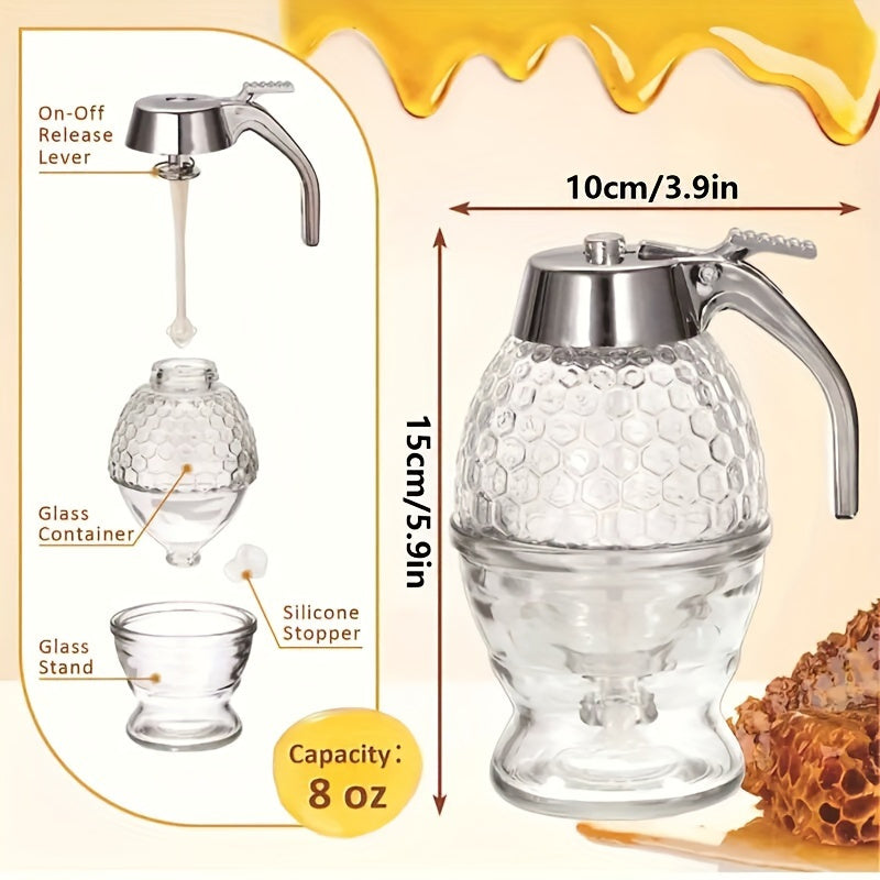 Dispensador de miel multifunción con estante de almacenamiento para jarabe, salsa y condimentos, de plástico reutilizable