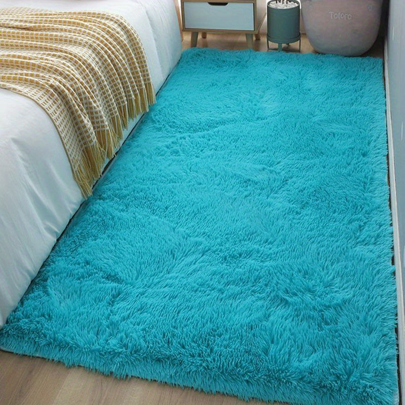 Alfombra de felpa ultra suave para cama, de pelo sintético y estilo shaggy, alfombra de dormitorio de 80x160 cm