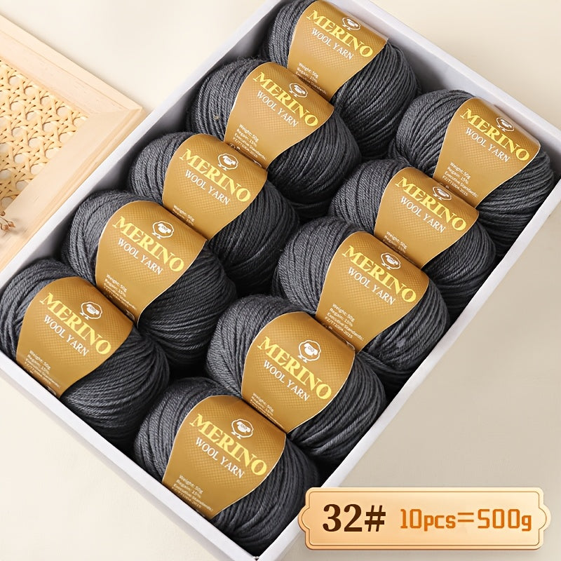 10 JIUWEIDIAOWANG Merino jun to'plari, har biri 500g, 212 O'rtacha og'irlik, Qo'l bilan bo'yalgan DIY material to'qimachilik uchun - Ko'p rangli gradient, Qalin va nozik aralashma, Kamel jun, Kuz Qish.