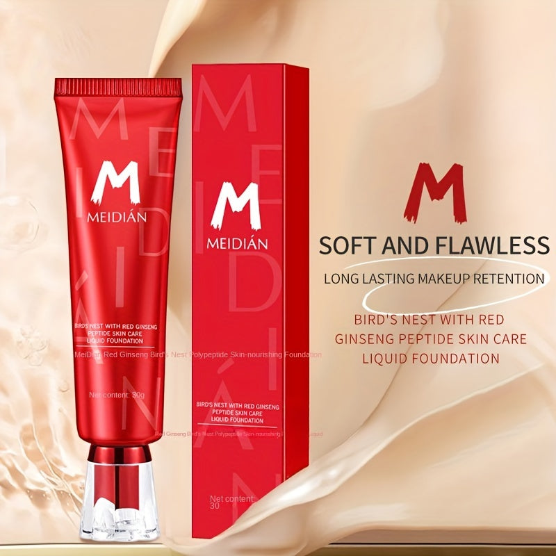 Hydrating BB Cream Foundation with Red Ginseng and Bird's Nest Peptides Waterproof Full Coverage for All Skin Tones