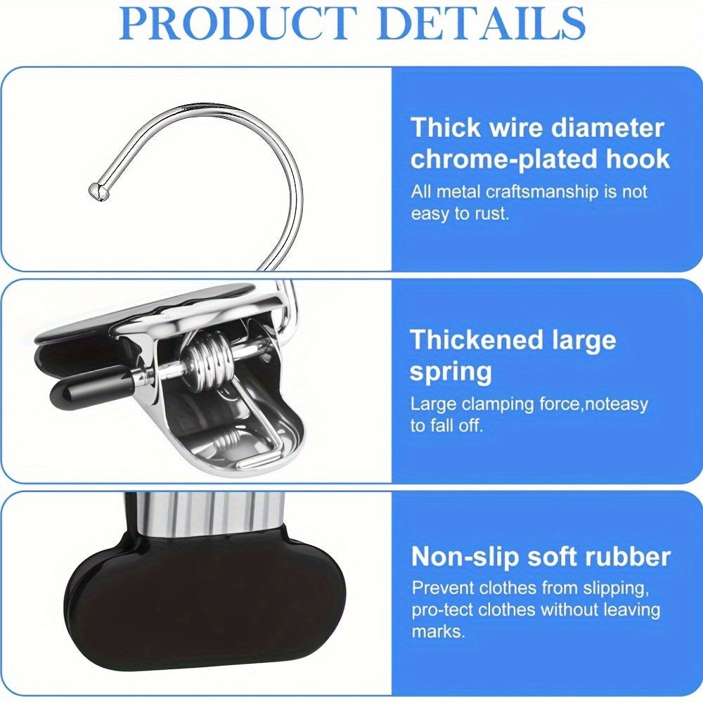 Set of 20 Stainless Steel Multi-Use Clips with Hooks for Laundry and Storage