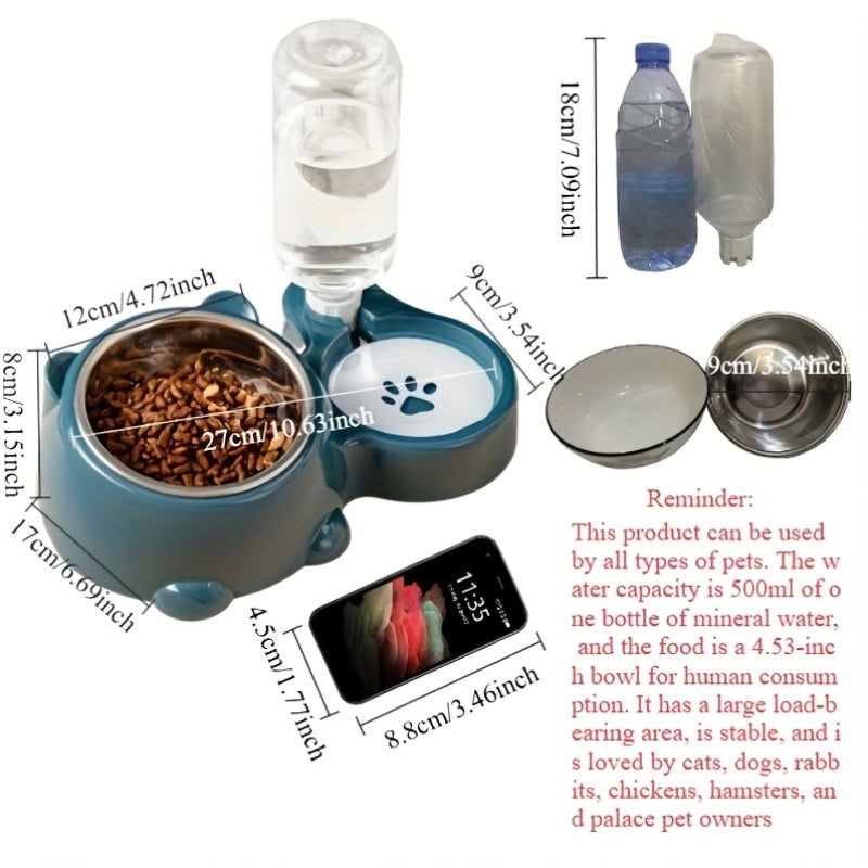 Automatic 2-in-1 Pet Feeder with Non-Slip Stainless Steel Bowl for Cats and Dogs