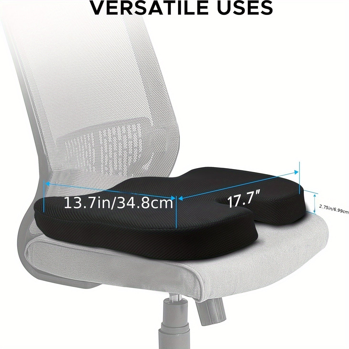 Кресельная подушка из памяти с дышащей трикотажной тканью серого цвета для офиса, автомобиля, самолета, длительного сидения