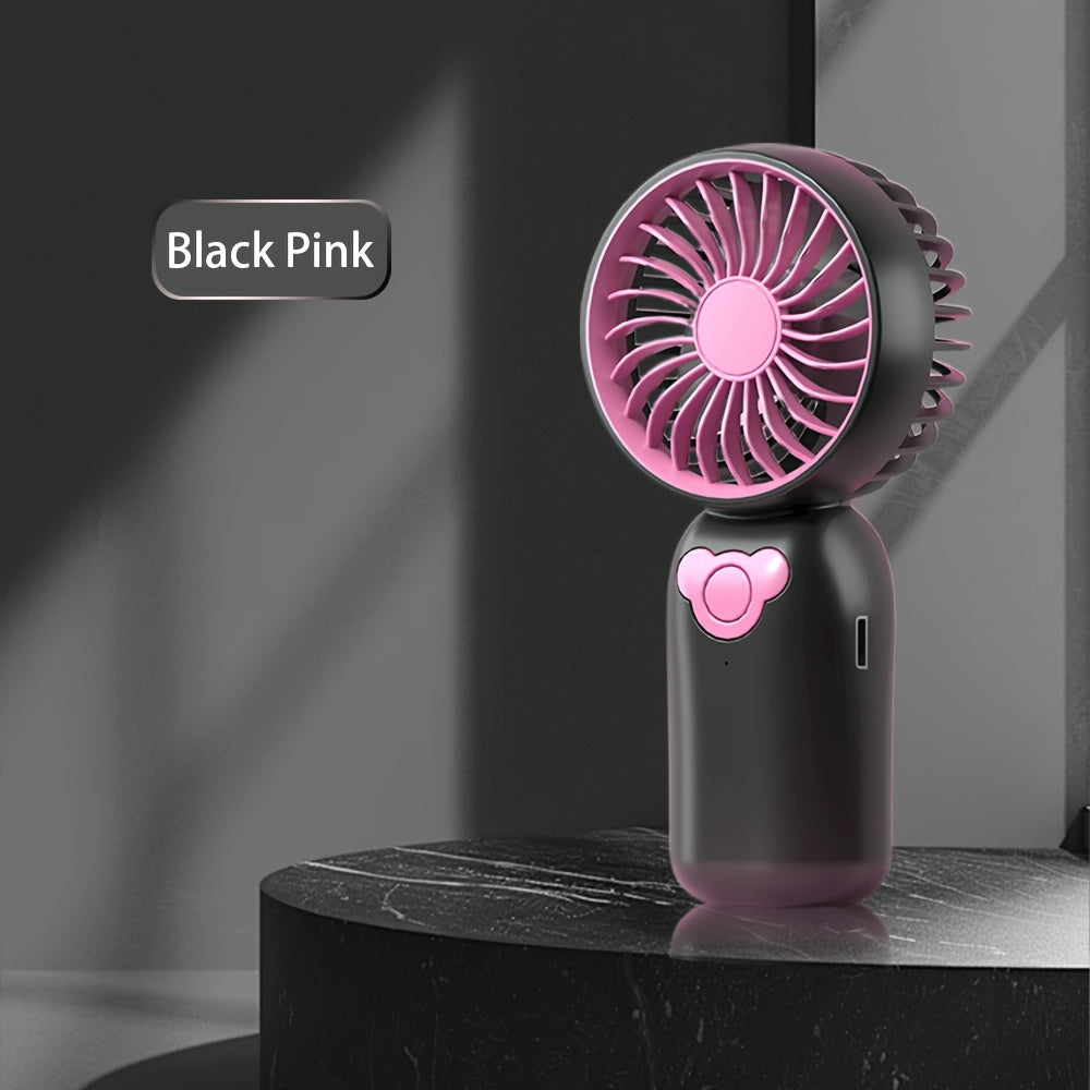 Мини-вентилятор с перезаряжаемой батареей USB с 3 скоростями, аккумулятор 500 мАч, носимый для офиса, на улице, в путешествиях, черный, фиолетовый