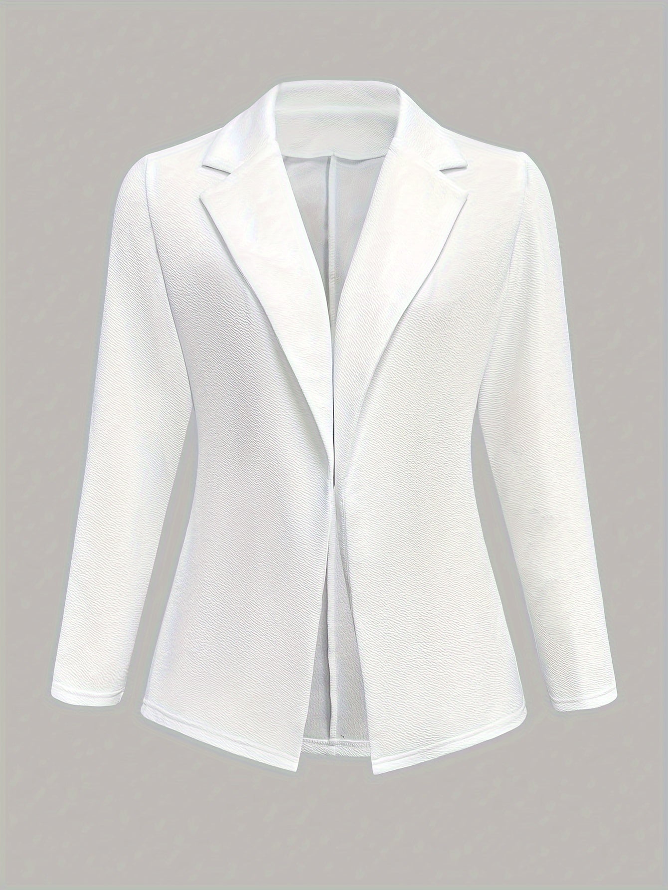 Plus Size Solid Blazer for Women with Lapel Collar and Stretch Fabric
