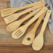 Juego de 6 utensilios de cocina de bambú con cucharas y espátulas de madera para utensilios antiadherentes