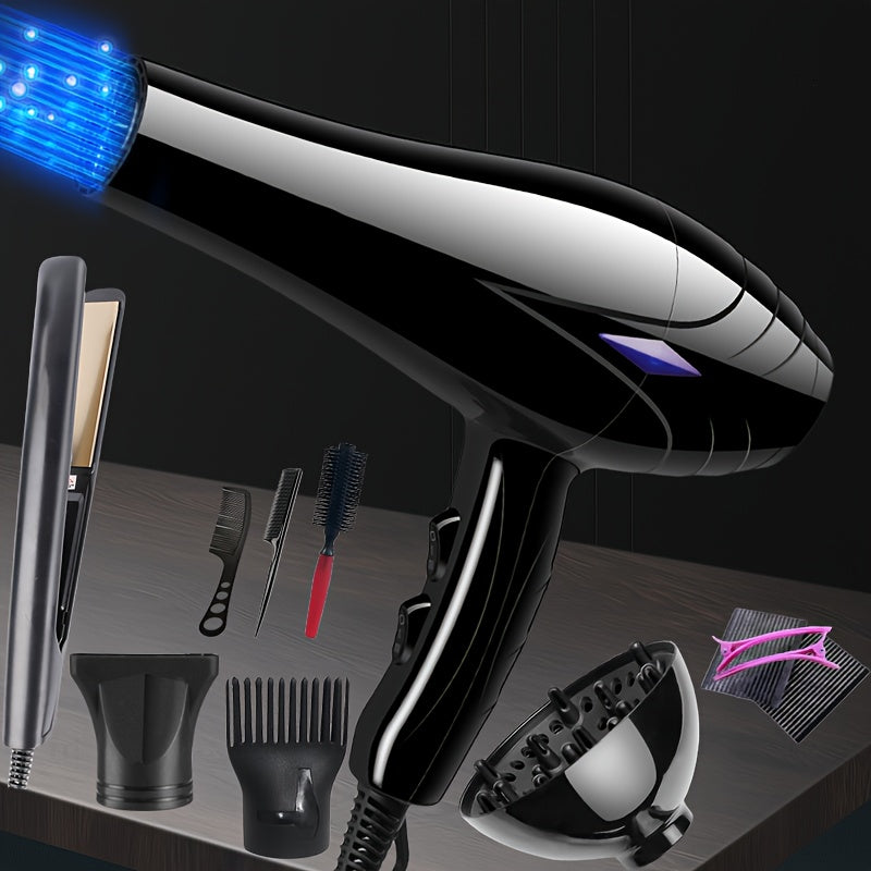 Set de secador y plancha para el cabello de mujer con enchufe europeo, calentamiento rápido, motor de cepillo