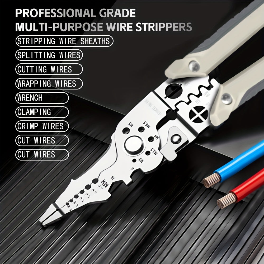 Multi-Function Stainless Steel Wire Cutter and Stripper, 21.6 cm Electrician Pliers