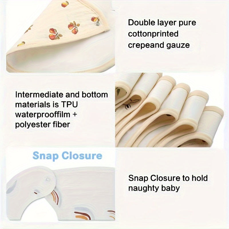 Set of 2 Cotton Gauze Baby Bibs U-Shaped Waterproof Printed Burp Cloths and Saliva Towels