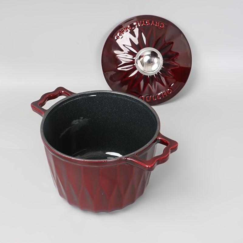 Enamel-Coated Cast Iron Stew Pan with Cover for Rice Soup and Dishes