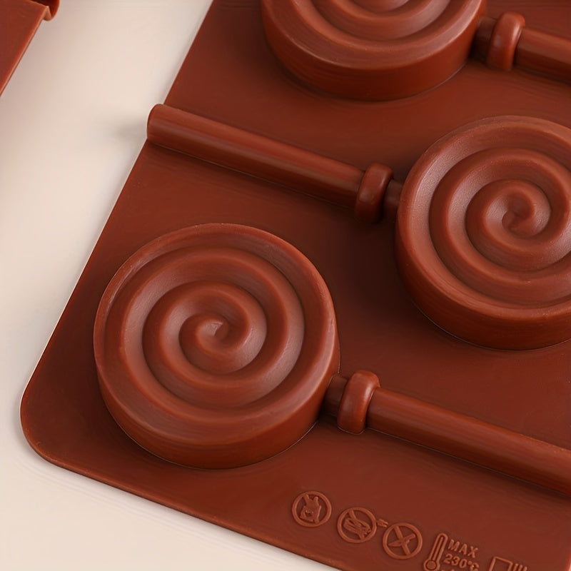 Round Silicone Lollipop Mold with 6 Cavities for Cake Decorating and Candy Making