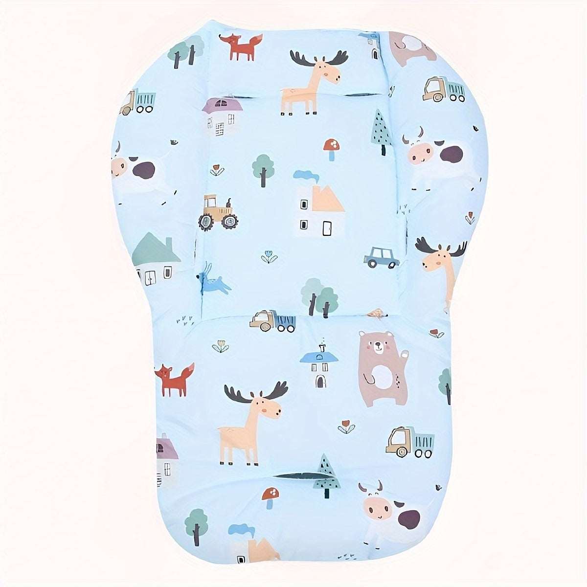 Child Seat Cushion Light Blue Soft Polyester Fiber for Dining Chairs and Strollers