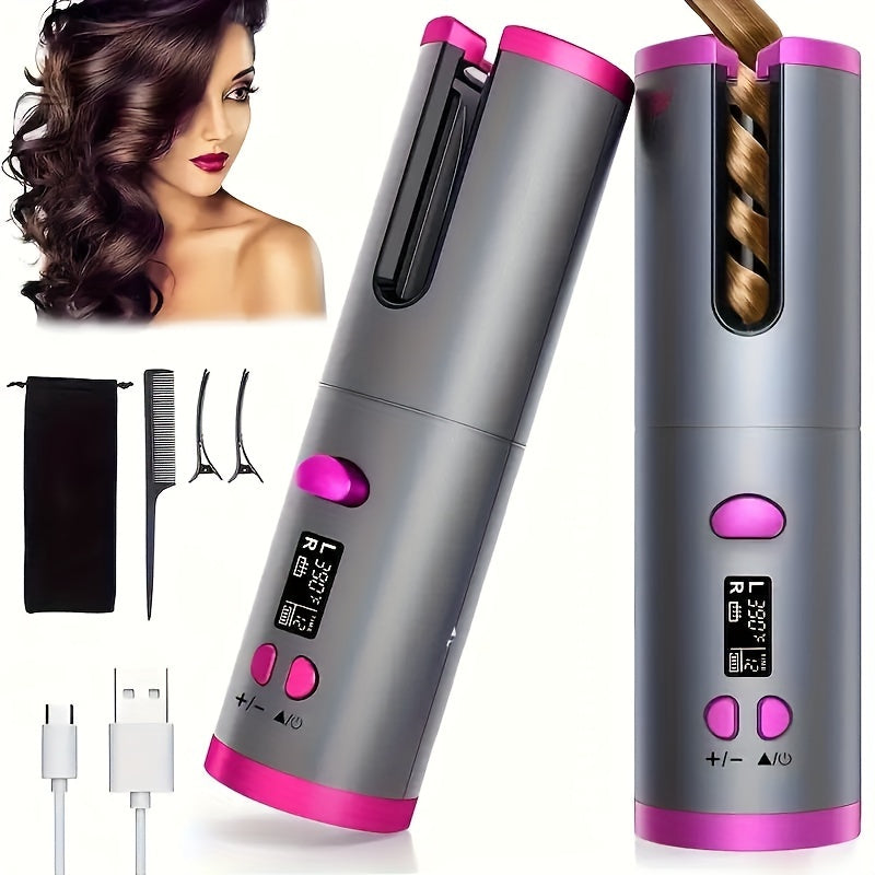 Unisex Cordless Hair Curler 28mm Rechargeable Lithium Battery USB Powered