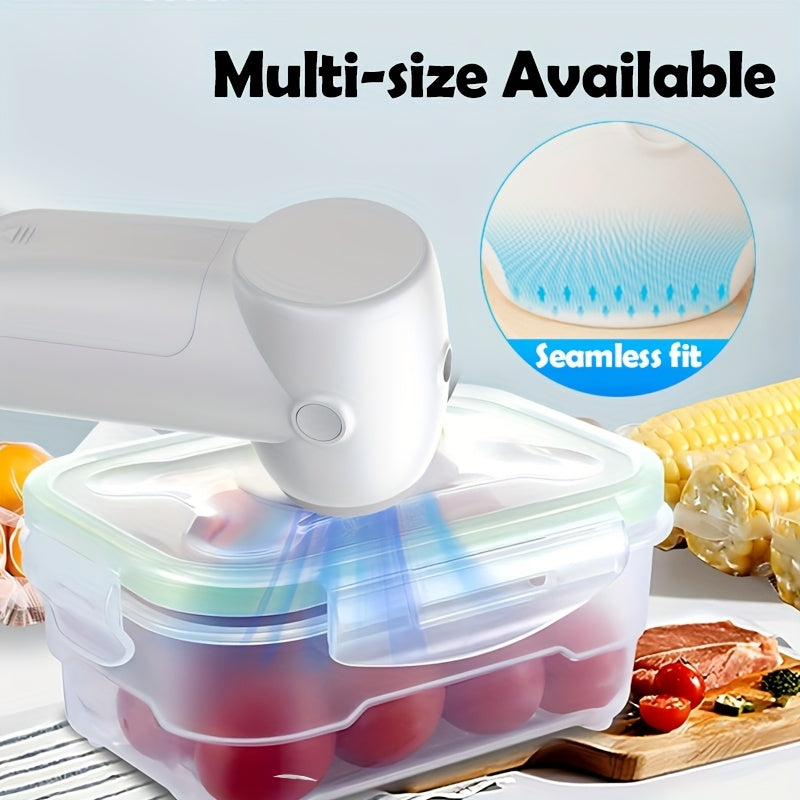 Portable Wireless Vacuum Sealer with USB Rechargeable Battery Compact Design for Kitchen Outdoor Picnics Includes 5 Reusable Food Storage Bags