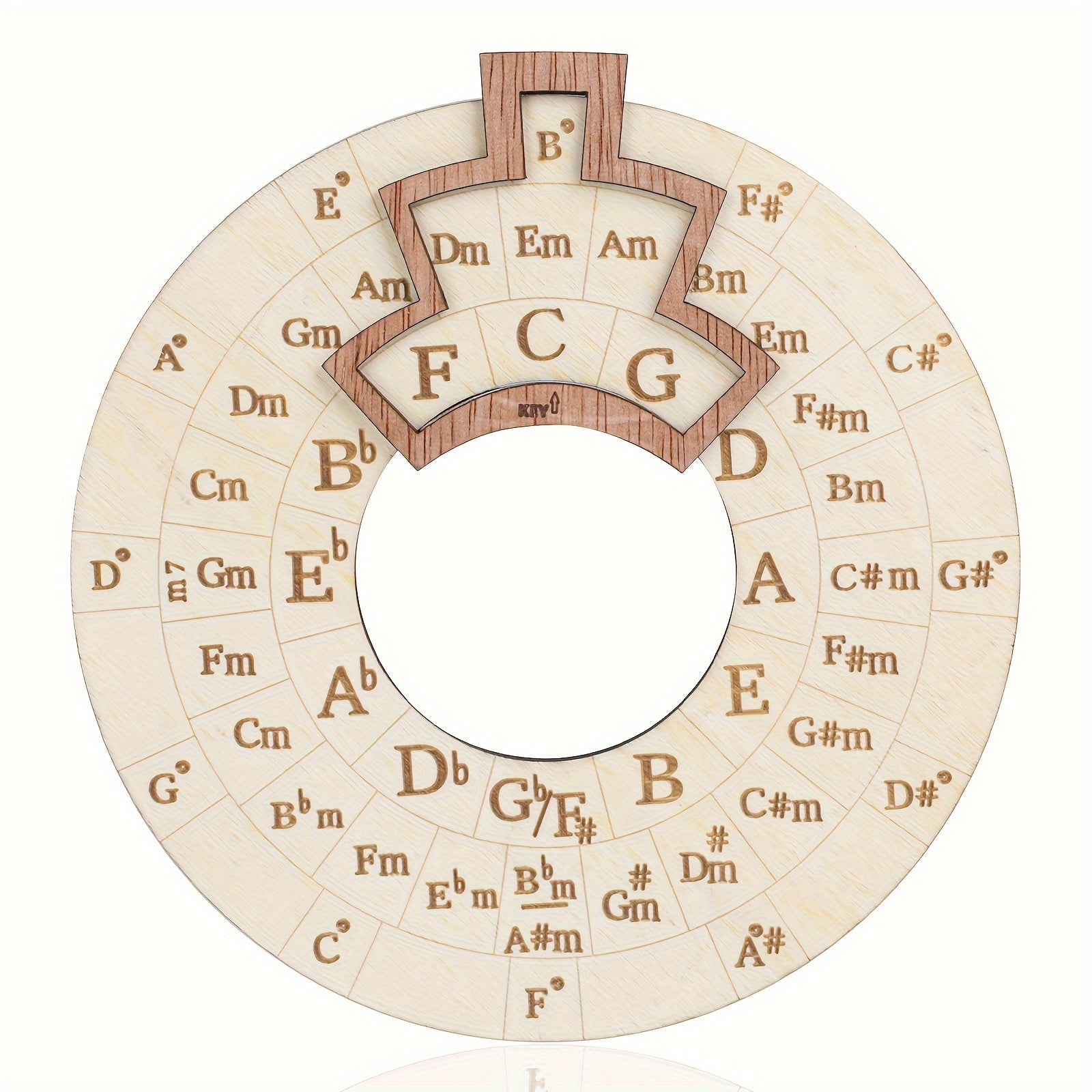 16cm Wooden Circle of Fifths Music Theory Tool for Beginners and Creators
