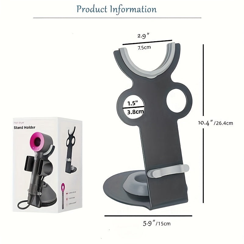 Aluminum Alloy Hair Dryer Holder with Magnetic Bracket and Cable Management for Bathroom Organization
