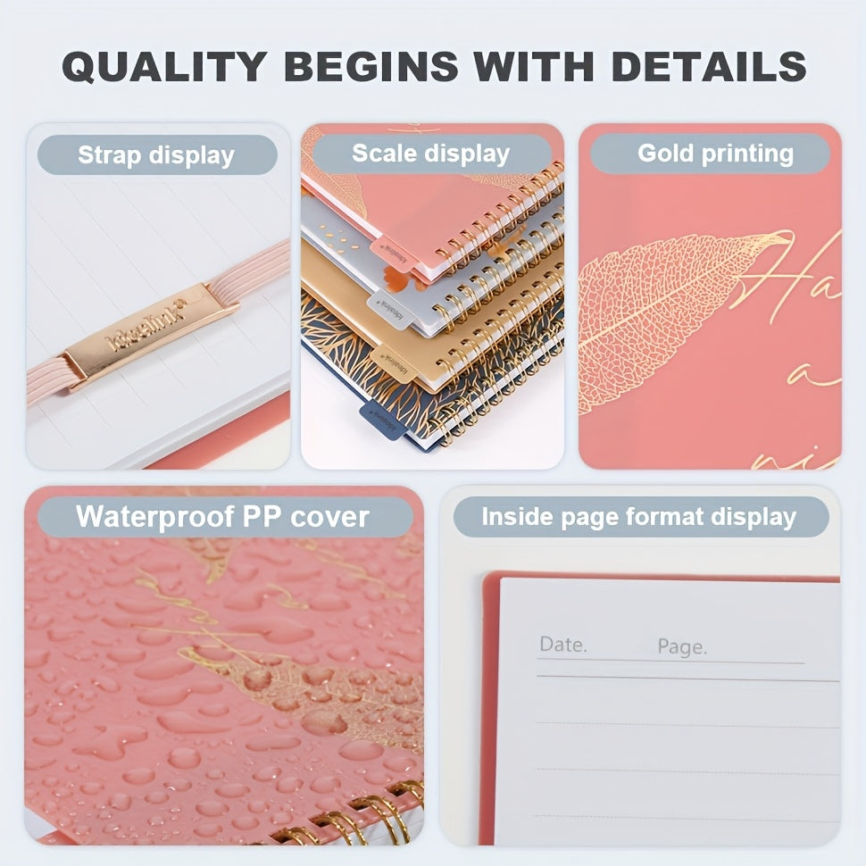 Spiral Notebook A5/A6 Floral Design Hot Stamping 160 Pages Study Planner Office Supplies