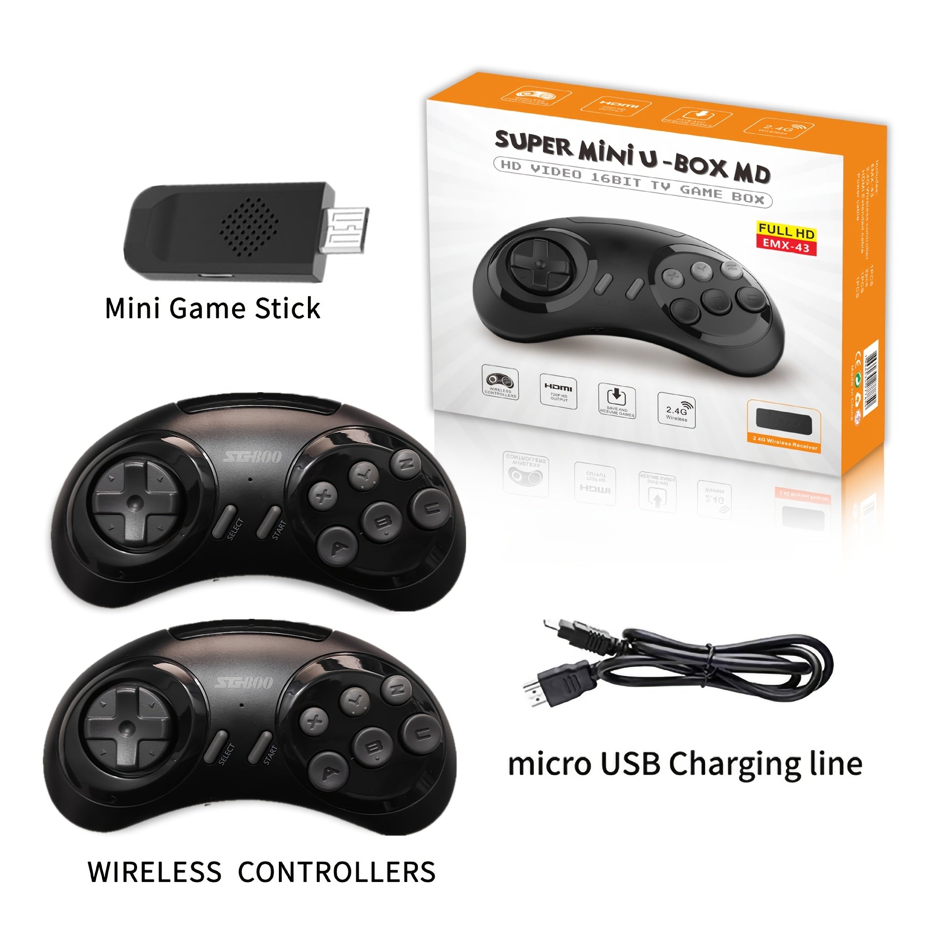 Wireless Game Controller for TV, USB Plug and Play, ABS Material, No Battery