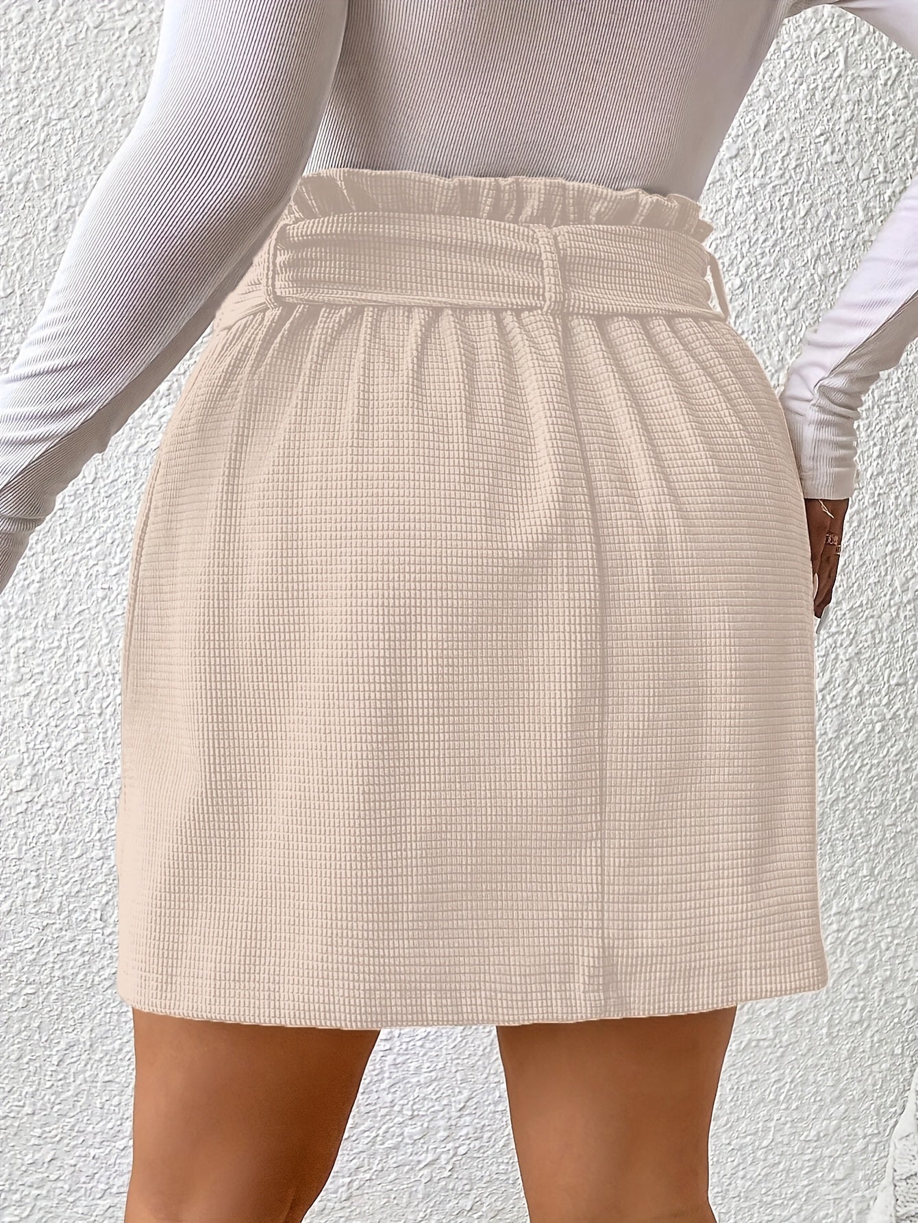 Plus Size Flared Skirt for Women Polyester Casual Solid Color Woven Skirt