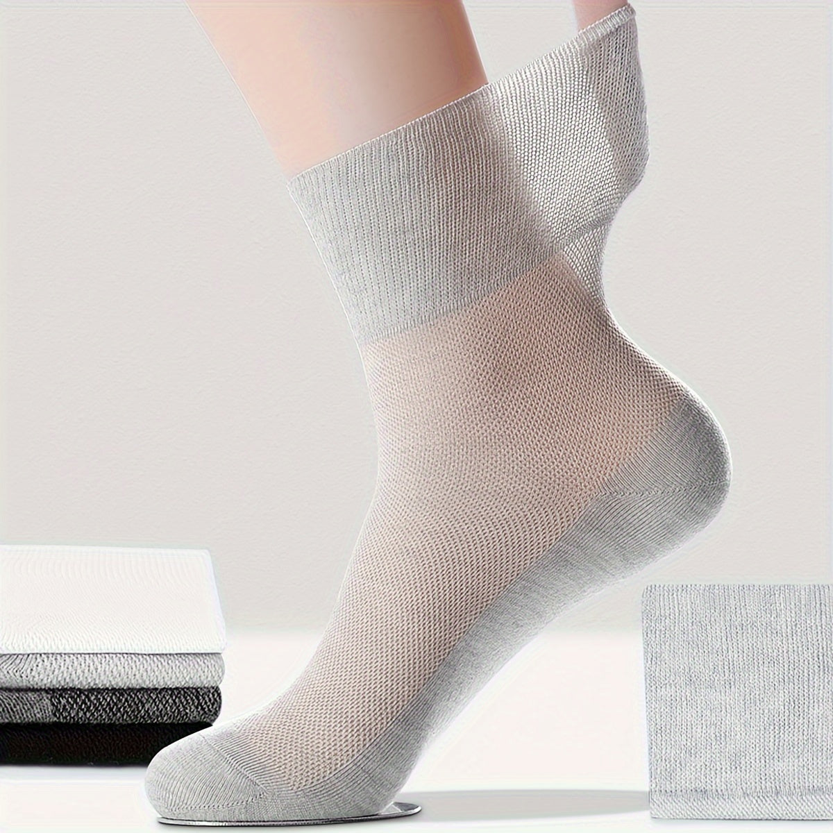 Men's Mesh Crew Socks 3 Pairs Breathable Cotton Blend Summer Casual