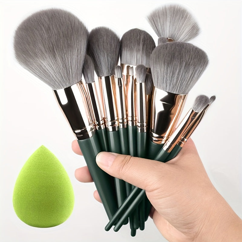 14pcs Makeup Brush Set with Synthetic Bristles for Face Eyes Lip Hypoallergenic