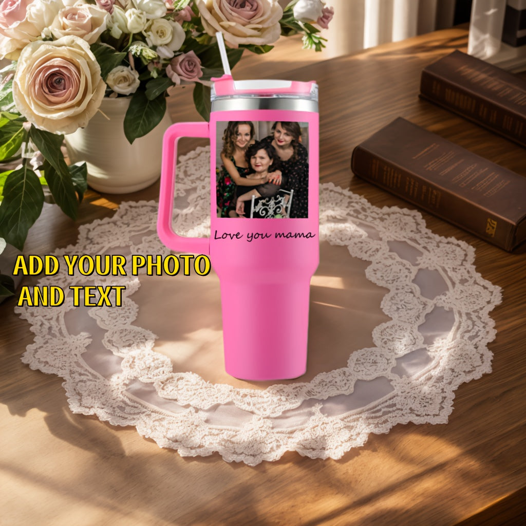 40oz Insulated Stainless Steel Tumbler with Straw and Lid Personalized Coffee Mug Gift