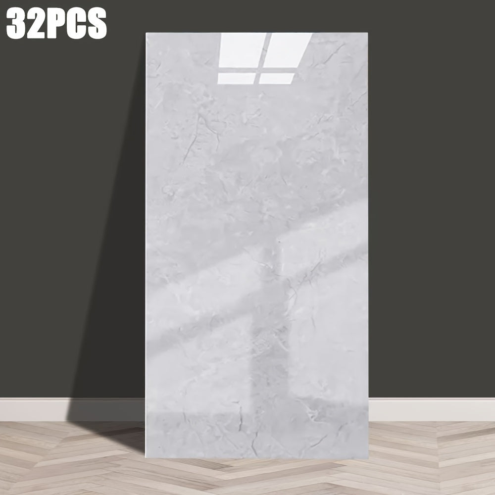 32 Pieces Self-Adhesive Marble Pattern Wall Stickers Waterproof Glossy Faux Ceramic for Home Decor