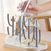 Baby Bottle-Shaped Tree Milk Drying Rack with Dust Proof Cover Kitchen Drying Organizer