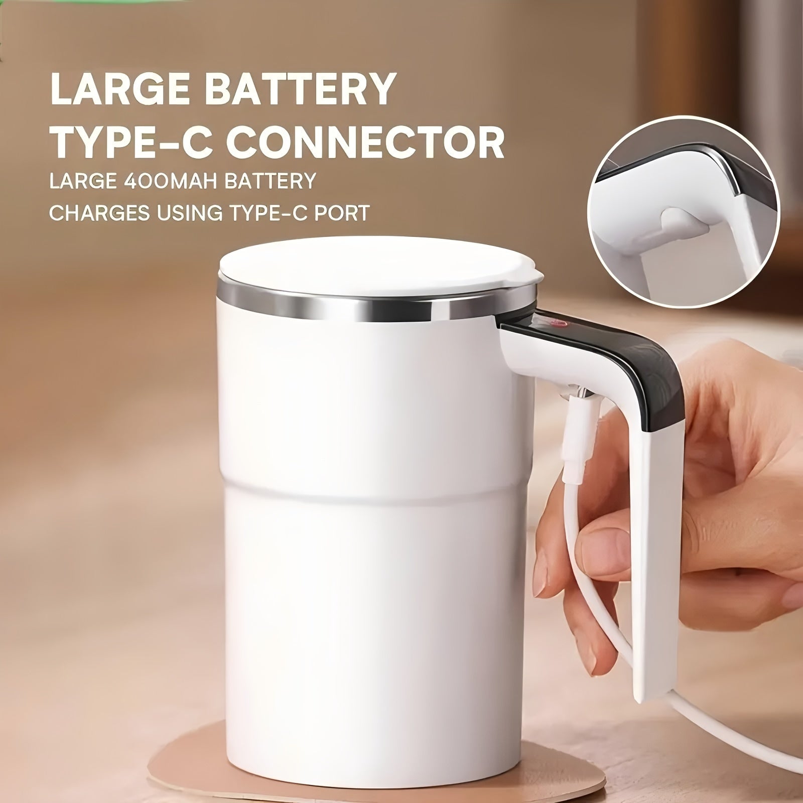 Taza de café de acero inoxidable recargable con control de temperatura y carga USB