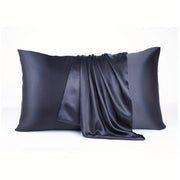Pair of 2 Satin Pillow Protectors Hypoallergenic Soft Silk-Like Feel Machine Washable