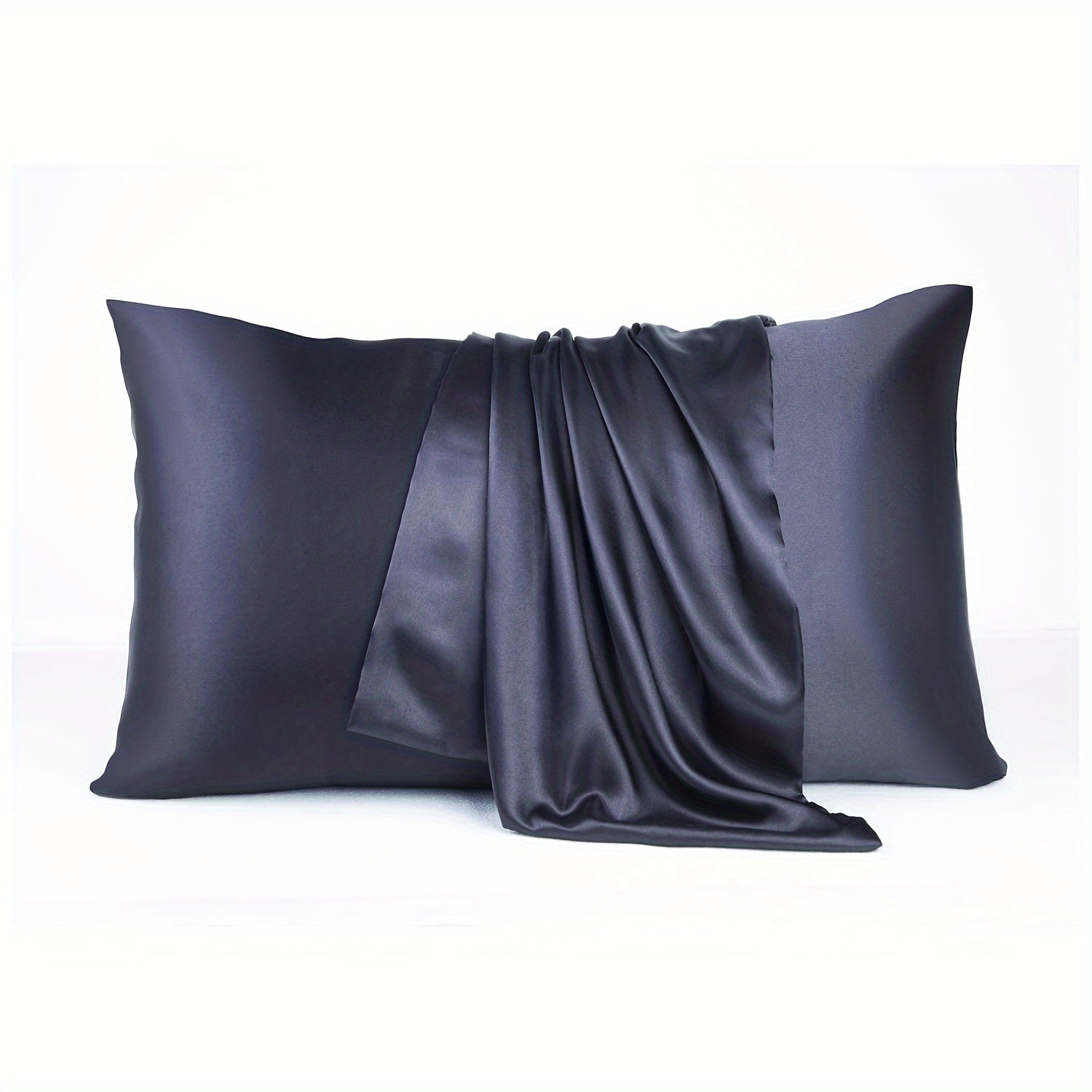 Pair of 2 Satin Pillow Protectors Hypoallergenic Soft Silk-Like Feel Machine Washable