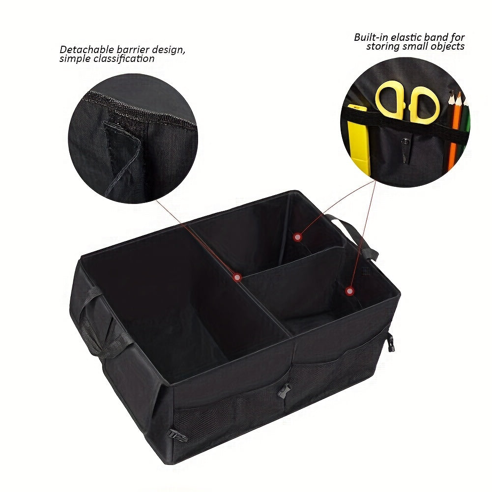 Waterproof Polyester Car Trunk Organizer for SUV Foldable Backseat Storage Black