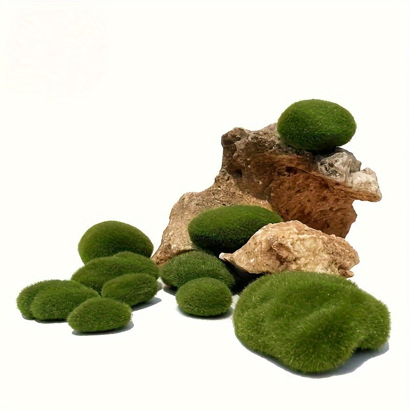 10 Pieces of Moss Green Miniature Garden Decor for Fairy Gardens, Aquariums, and Outdoor Spaces