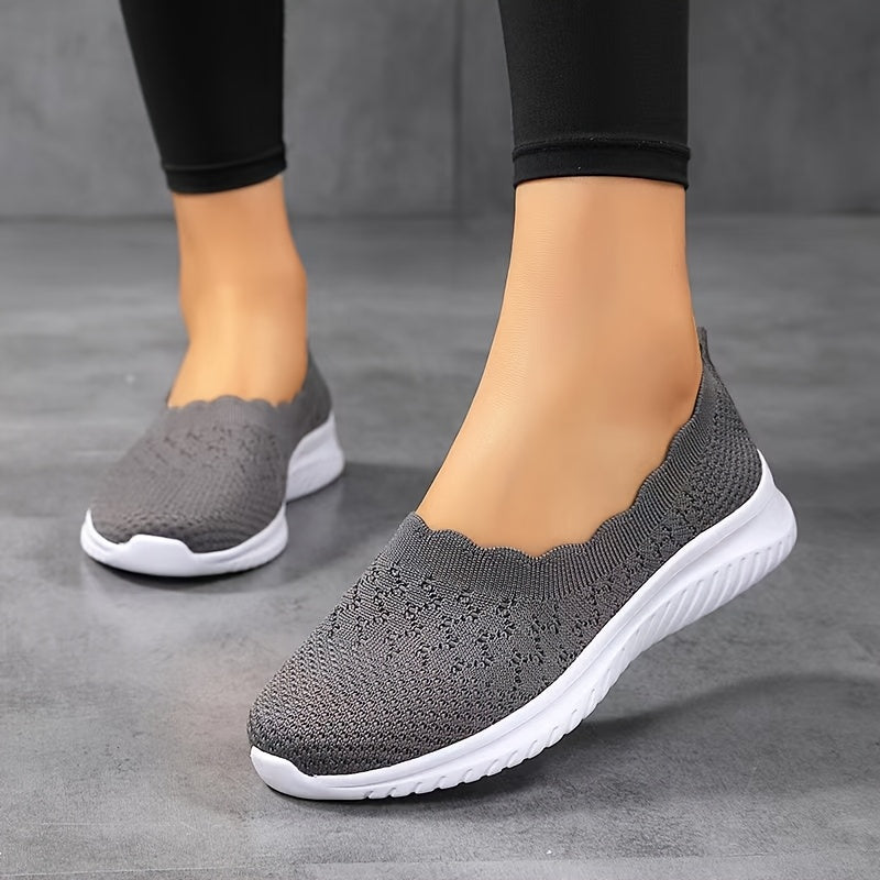 Women's Mesh Slip-On Sneakers Lightweight Casual Shoes White Low-Top
