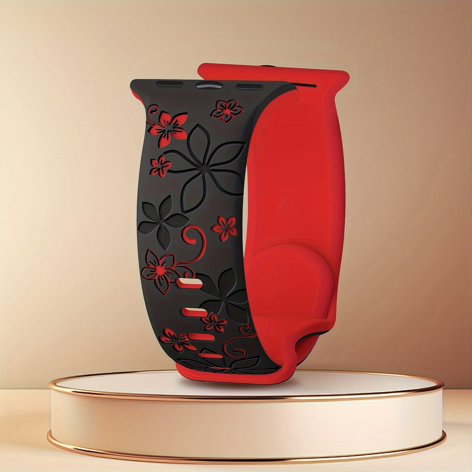 Ayollar uchun turli o'lchamlarda iWatch uchun gullar bilan o'yilgan silikon sport tasma.