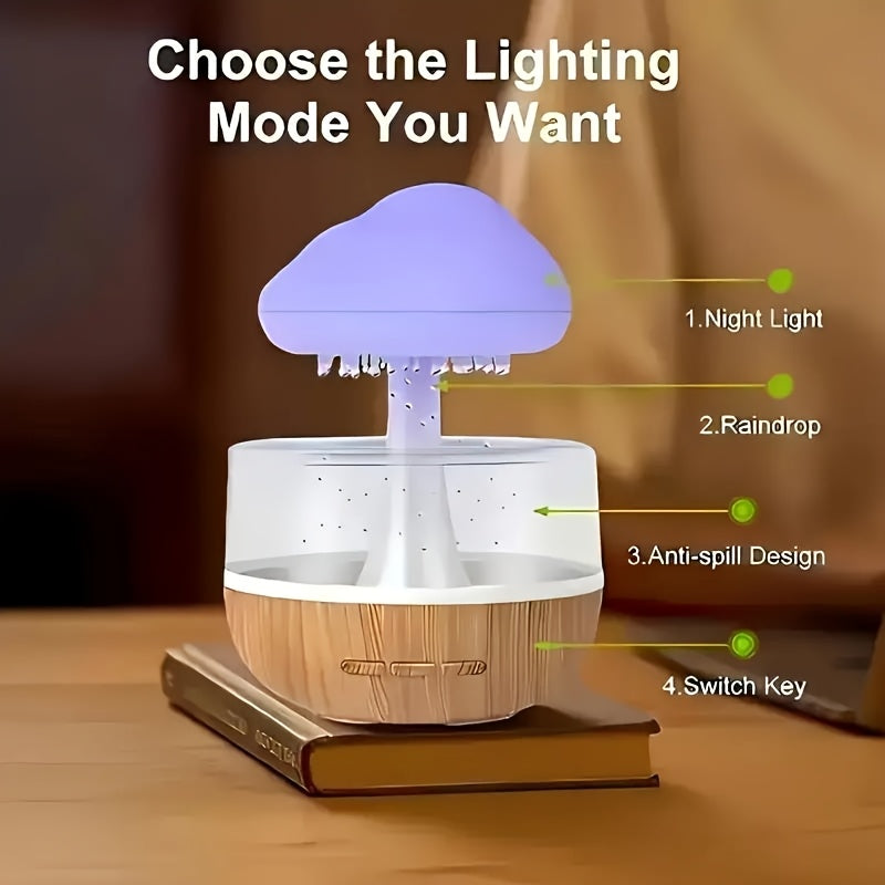 Colorful LED Ambient Light Mushroom Cloud Humidifier USB Night Light for Bedroom Office
